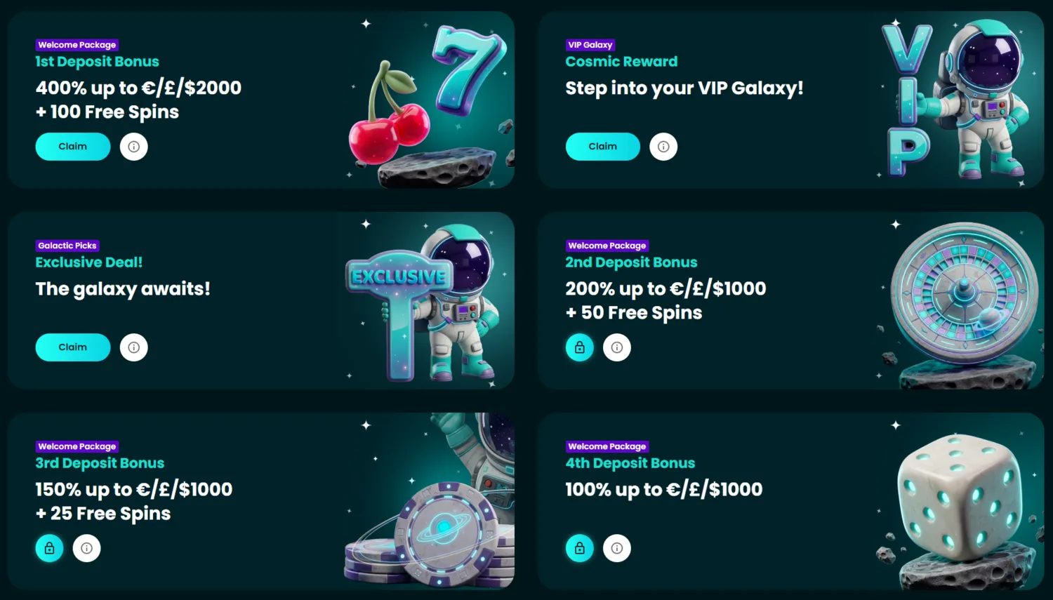Space Slotz Casino Bonuses and Promotions